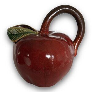 Benjara Red Apple Pitcher with Stem Handle - Decor, Cottagecore, Farmhouse,